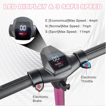 Electric Scooter for Kids Ages 6-12, 150W Motor, 4/7/11 Mph, 60 mins Ride Time, Adjustable Speed, LED Display, Colorful Lights, Electronic Brake, Foldable Kids Electric Scooter