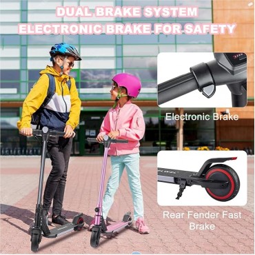Electric Scooter for Kids Ages 6-12, 150W Motor, 4/7/11 Mph, 60 mins Ride Time, Adjustable Speed, LED Display, Colorful Lights, Electronic Brake, Foldable Kids Electric Scooter