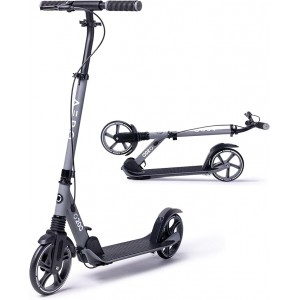 AERO MOBILITY Kick Scooter for Kids 6+, Teens & Adults | Light Up Wheels, Hand Brake, Rubber Deck Mat & Shock Absorption | Foldable & Height Adjustable