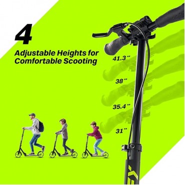 JOVA ZIFFY Scooter for Kids with Hand Brake, Foldable Kick Scooter for Ages 6-12, Lightweight Scooter for Boys with 4 Adjustable Heights, ABEC9 Bearings, Supports Up to 260 lbs