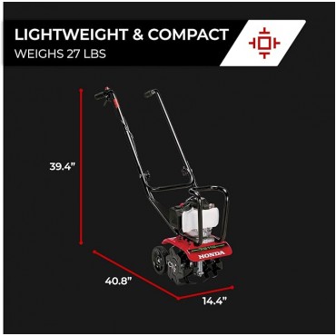 Honda FG110 Mini Tiller Cultivator, 6- to 9-Inch Tilling Width, Break New Ground or Prep Soil, Gas Engine, Adjustable Depth Bar (FG110KiAT)