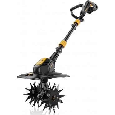 Cordless Tiller Cultivator Compatible with Dewalt 20V MAX Battery, 9In Tilling Width & 7In Depth Electric Tiller for Gardening, 360RPM Rototillers for Garden Cultivator (Tool Only)