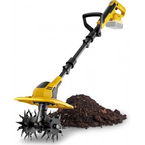 20V Cordless Garden Tiller Cultivator - Compatible with DeWalt 20V MAX Batteries, 9-in. Tilling Width & 7-in. Depth, 4 Steel Blades for Raised Beds and Flower Gardens, Battery Not Included