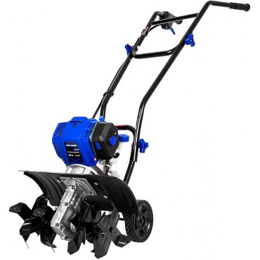 BILT HARD 46cc 4-Cycle 1.9HP Gas Powered Tiller Cultivator - 16" Heavy-Duty Steel Tines Rototiller, Adjustable Wheels & Cushioned Handle Grips for Plowing, Tilling, Weeding in Garden, Farm