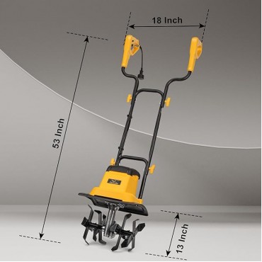 8.5AMP 12Inch Corded Tiller Cultivator 8-inch Depth Rototillers for Gardening, 360RPM Electric Garden Tiller with LT-201D Socket