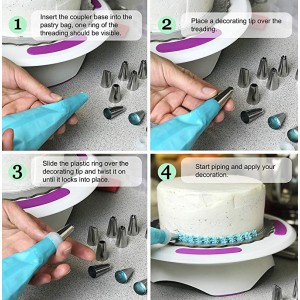 Cake Decorating Kit, Cake Turntable with Spatula, Icing Tips and Icing Bags, Decorating Supplies from Materials, Cake Stand with Lock and Rubberized Bottom 