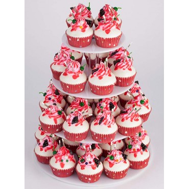 YestBuy 4 Tier White Round Wedding Party Acrylic Cupcake Display Tree Tower Stand 1 Unit (4 Tier Round) 