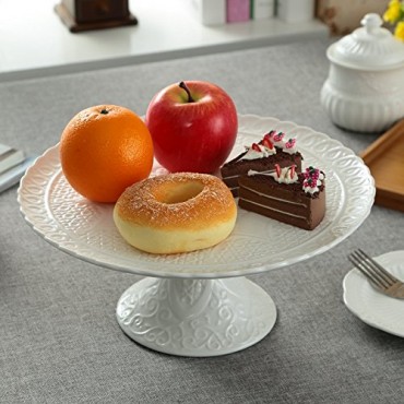 Jusalpha White Porcelain Decorative Cake Stand-Cupcake Stand (Plastic dome) 