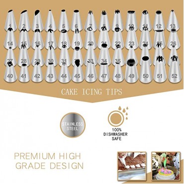SWOMMOLY 133 Pcs Cake Decorating Supplies Kit, Aluminum Alloy Revolving Cake Stand, 52 Numbered Icing Tips, 50 Ultra-thick Pastry Bags and More. 