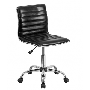  Flash Furniture Low Back Designer Armless Black Ribbed Swivel Task Chair 