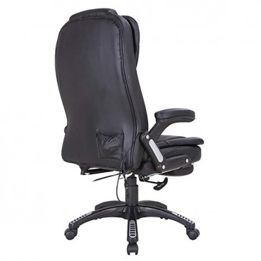 NRG Heated Vibrating Executive Ergonomic Massage Chair Office Black Chair w/Footrest