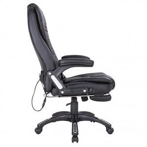 NRG Heated Vibrating Executive Ergonomic Massage Chair Office Black Chair w/Footrest