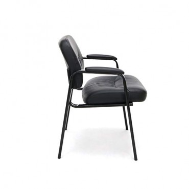 Essentials Leather Executive Side Chair - Guest/Reception Chair, Black (ESS-9010)