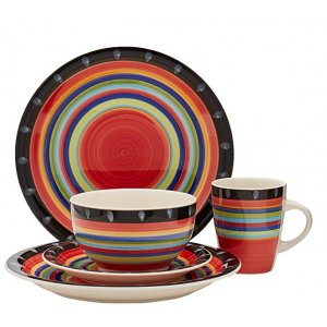 Gibson Home 97694.16r Casa Stella 16-Piece Dinnerware Set, Red