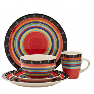 Gibson Home 97694.16r Casa Stella 16-Piece Dinnerware Set, Red