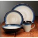 Gibson Elite 91547.16RM Couture Bands 16-Piece Dinnerware Set, Blue and Cream 