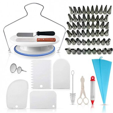 Cake Decorating Supplies - (100 PCS SPECIAL CAKE DECORATING KIT) With 55 PCS Numbered Icing Tips, Cake Rotating Turntable and More Accessories! Create AMAZING Cakes With This Complete Cake Set