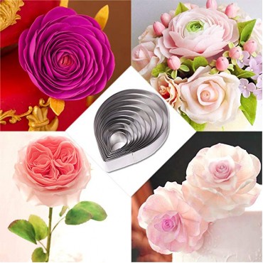 Peony and Austen Rose Sugar Flower Tool Set- Gumpaste Decorating Modeling Tools Set 2 Sets Stainless Steel Petal Cutter Set 10 pcs Cake Decorating Brushes Fondant Cake Decorating Supplies