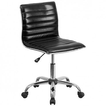 Flash Furniture Low Back Designer Armless Black Ribbed Swivel Task Chair