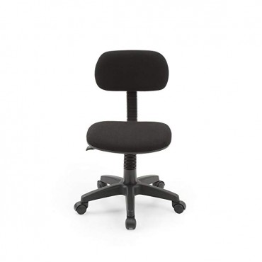 Hodedah Armless, Low-Back, Adjustable Height, Swiveling Task Chair with Padded Back and Seat in Black