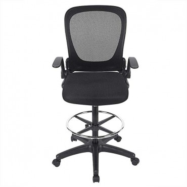 Ulikit Black Mesh Drafting Chair ,Tall Office Chair Drafting Stool With Adjustable Foot Rest