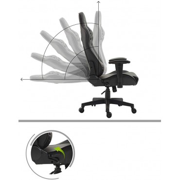Gaming Chair Ergonomic Racing Chair PU Leather High-Back PC Computer Chair Adjustable Height Professional E-Sports Chair with Headrest and Lumbar Pillows (Black)