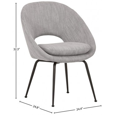 Rivet Modern Upholstered Orb Office Chair, 24.4" W, Light Grey