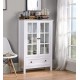 Homestar Miranda Caninet with 2-Doors & 1-Drawer Glass, White