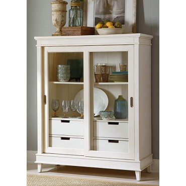 Liberty Furniture Summerhill Dining Display Cabinet, Rubbed Linen White Finish