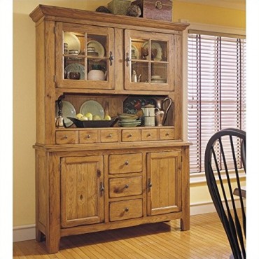 Broyhill Attic Heirlooms China Base and Hutch in Natural Oak Stain