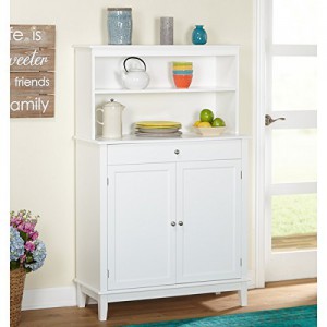 Simple Living Farmhouse Buffet with Hutch, White Finish