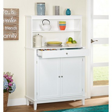 Simple Living Farmhouse Buffet with Hutch, White Finish